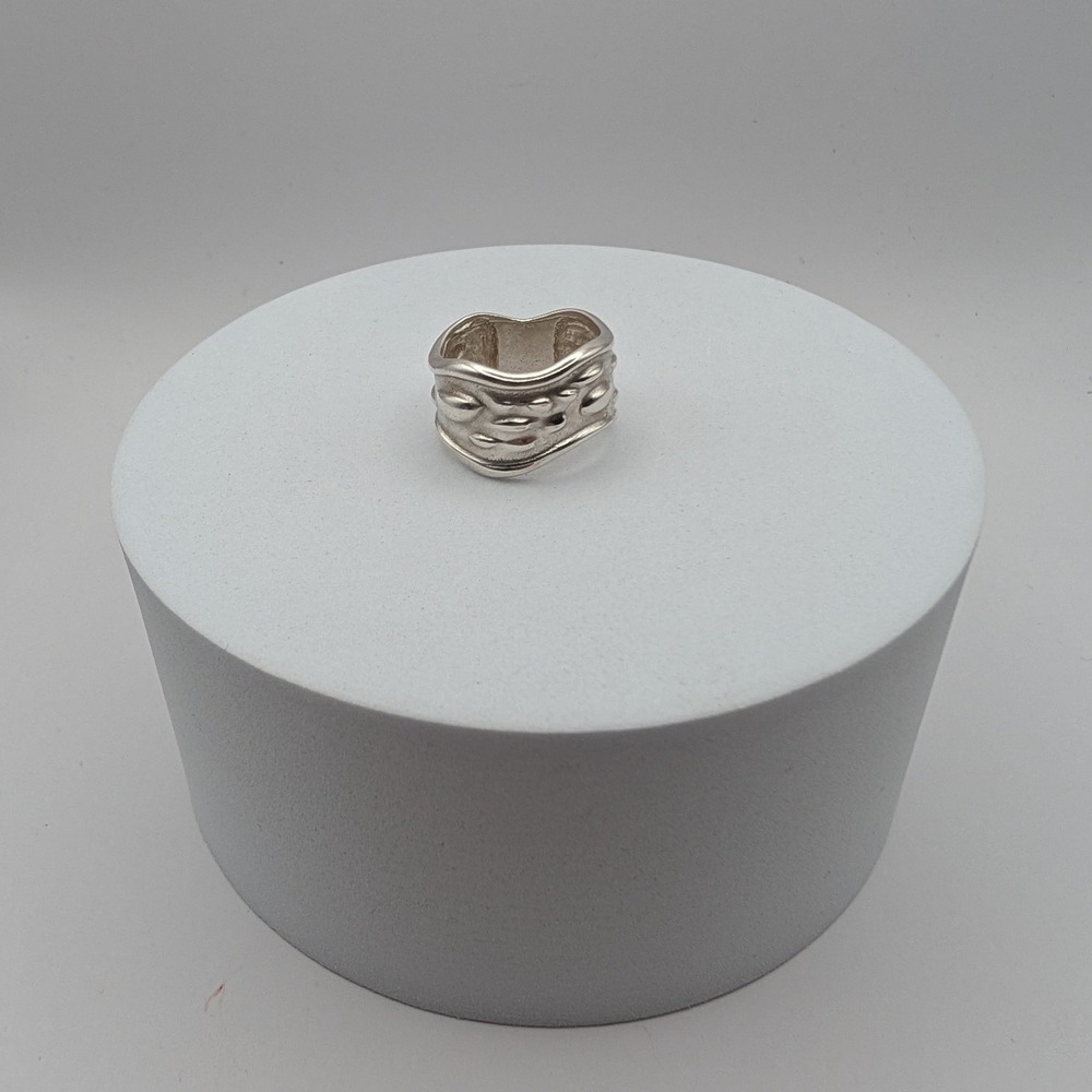 Taxco 925 Sterling Silver Wide Textured Organic Band Ring Size 6.5 6.4g - Picture 2 of 10